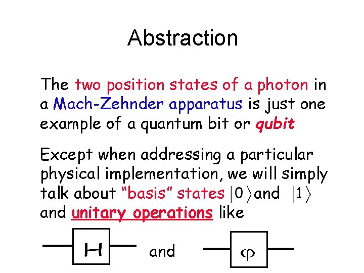 Abstraction The two position states of a photon in a Mach-Zehnder apparatus is just