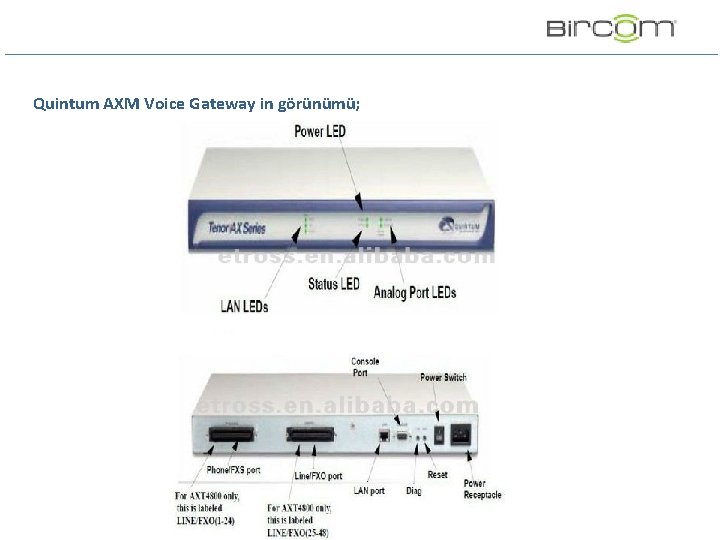 Quintum AXM Voice Gateway in görünümü; Quintum AXM Voice Gateway in görünümü;