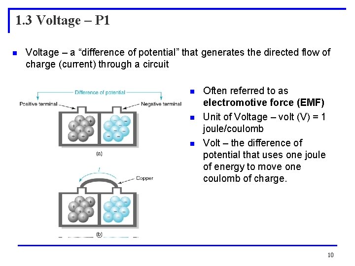 1. 3 Voltage – P 1 n Voltage – a “difference of potential” that 1. 3 Voltage – P 1 n Voltage – a “difference of potential” that