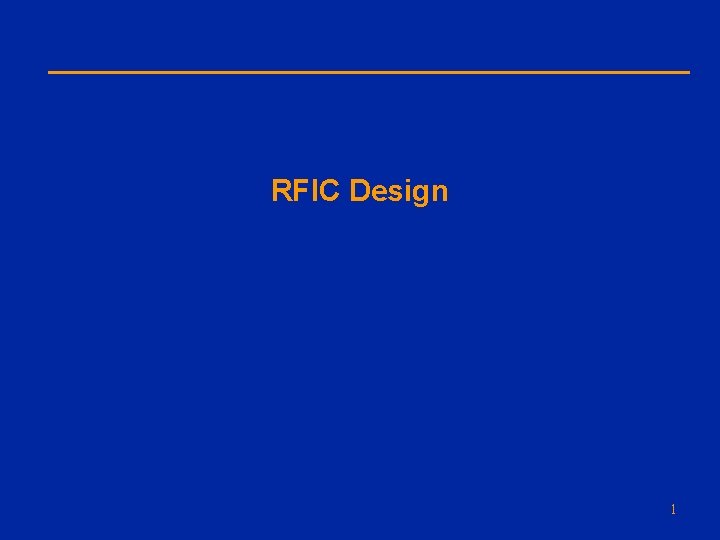 RFIC Design 1 