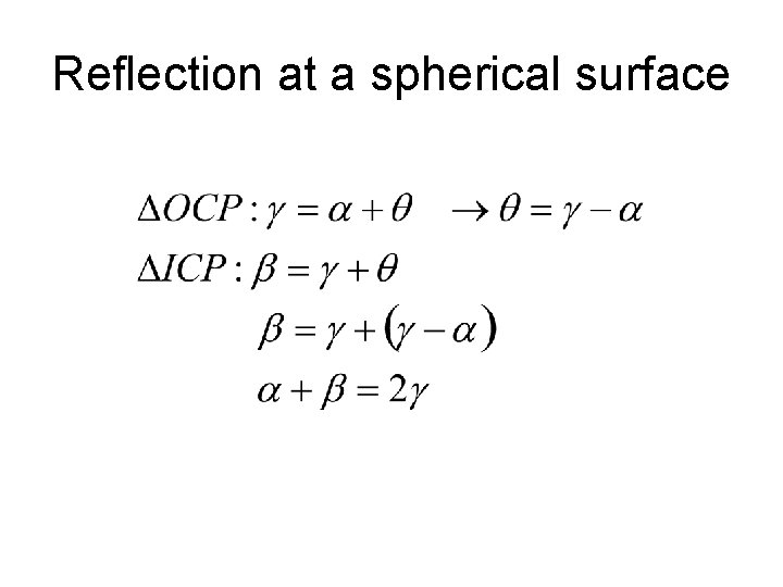 Reflection at a spherical surface 