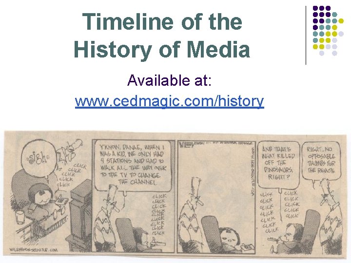 Timeline of the History of Media Available at: www. cedmagic. com/history 