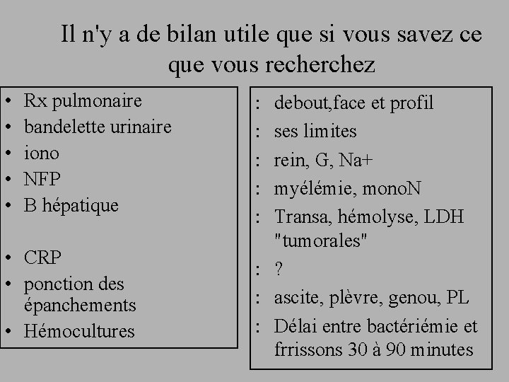 Il n'y a de bilan utile que si vous savez ce que vous recherchez