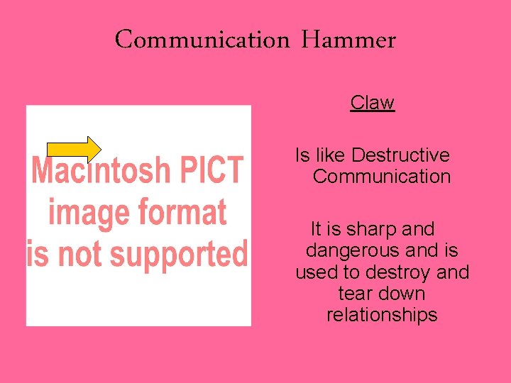 Communication Hammer Claw Is like Destructive Communication It is sharp and dangerous and is