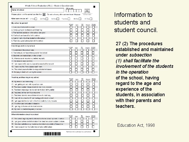 Information to students and student council. 27 (2) The procedures established and maintained under