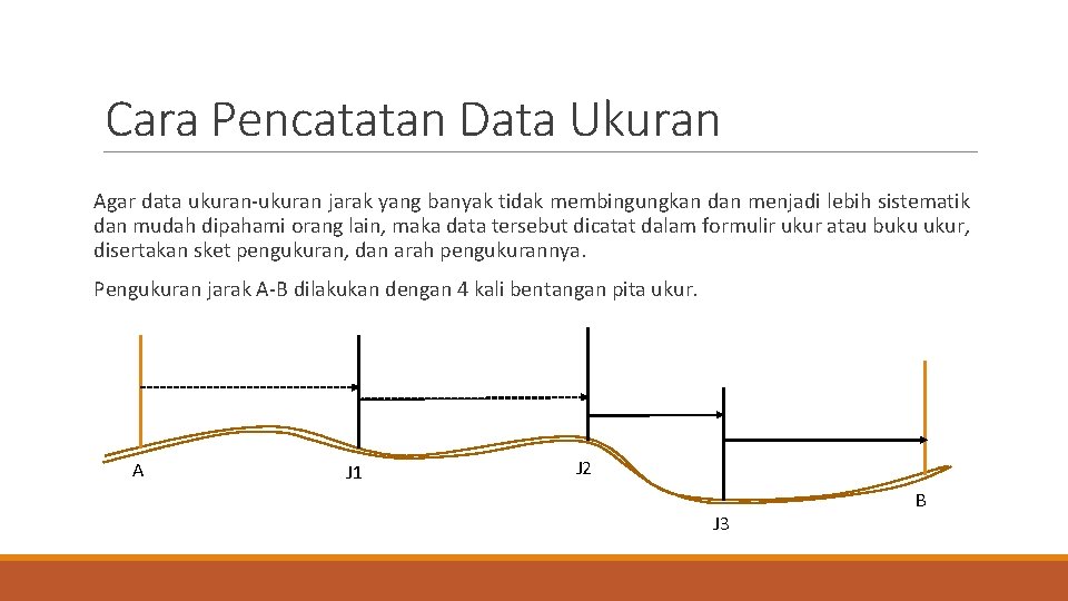 Cara Pencatatan Data Ukuran Agar data ukuran-ukuran jarak yang banyak tidak membingungkan dan menjadi