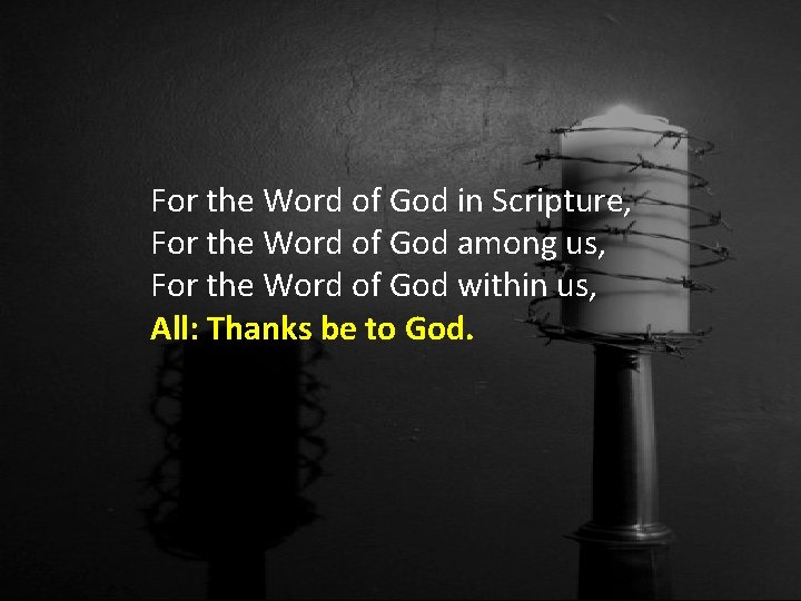For the Word of God in Scripture, For the Word of God among us,