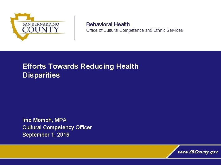 Behavioral Health Office of Cultural Competence and Ethnic Services Efforts Towards Reducing Health Disparities