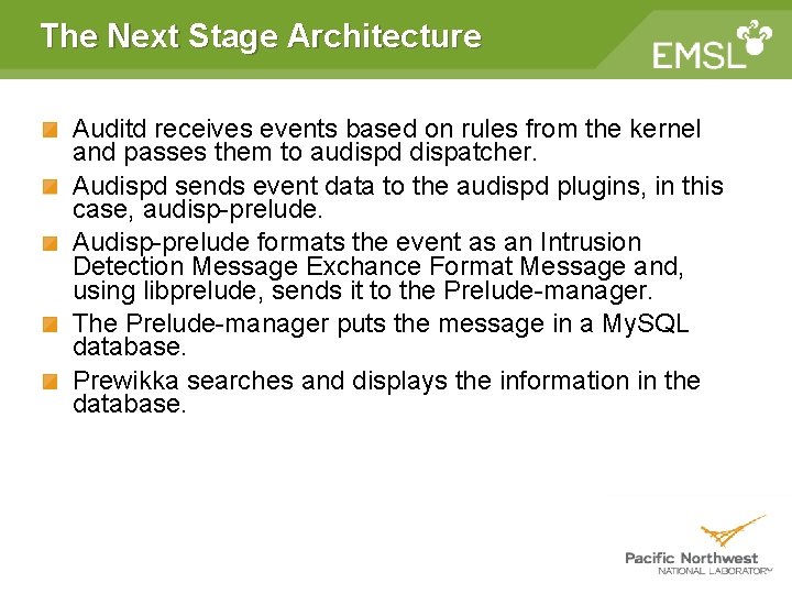 The Next Stage Architecture Auditd receives events based on rules from the kernel and The Next Stage Architecture Auditd receives events based on rules from the kernel and