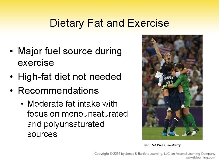 Dietary Fat and Exercise • Major fuel source during exercise • High-fat diet not