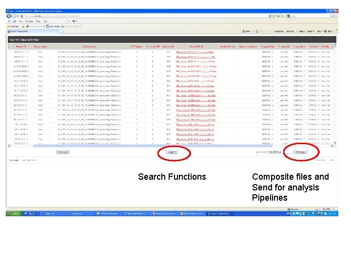 Search Functions Composite files and Send for analysis Pipelines Search Functions Composite files and Send for analysis Pipelines