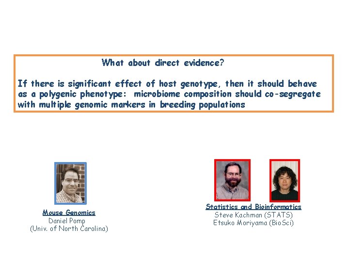 What about direct evidence? If there is significant effect of host genotype, then it What about direct evidence? If there is significant effect of host genotype, then it