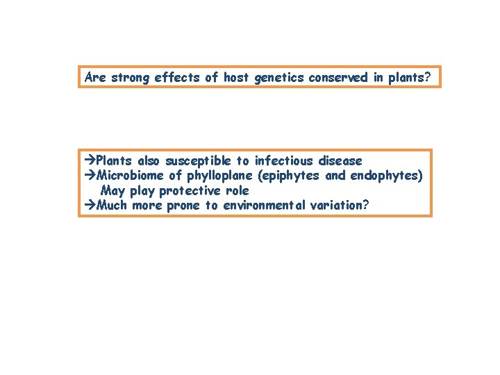 Are strong effects of host genetics conserved in plants? Plants also susceptible to infectious Are strong effects of host genetics conserved in plants? Plants also susceptible to infectious
