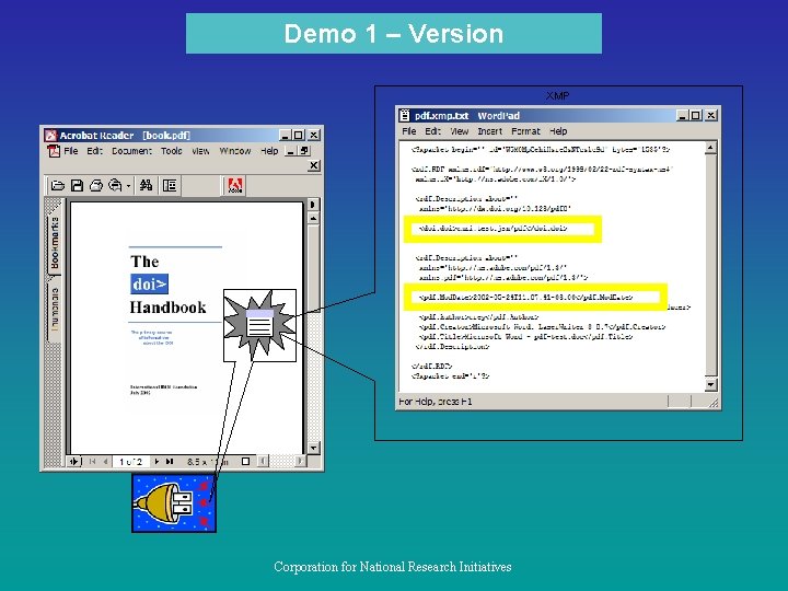 Demo 1 – Version XMP Tool Bar Corporation for National Research Initiatives 