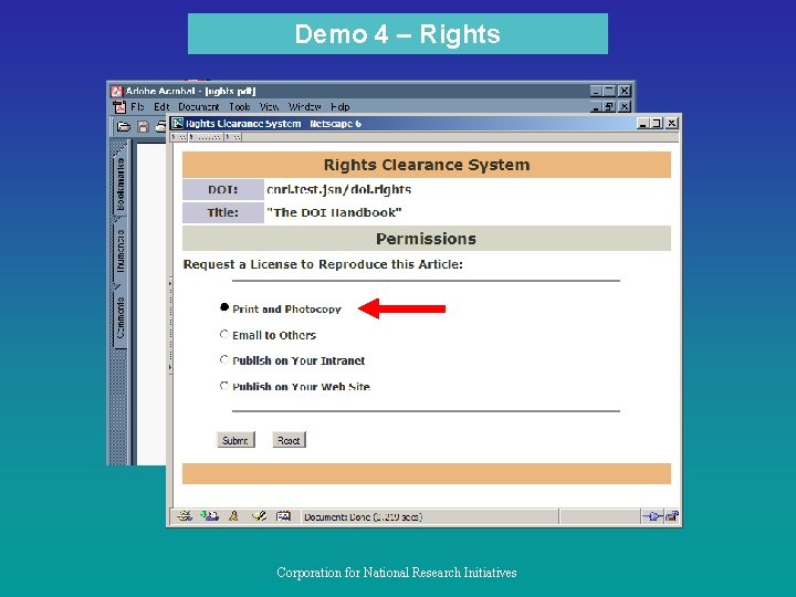 Demo 4 – Rights Corporation for National Research Initiatives 