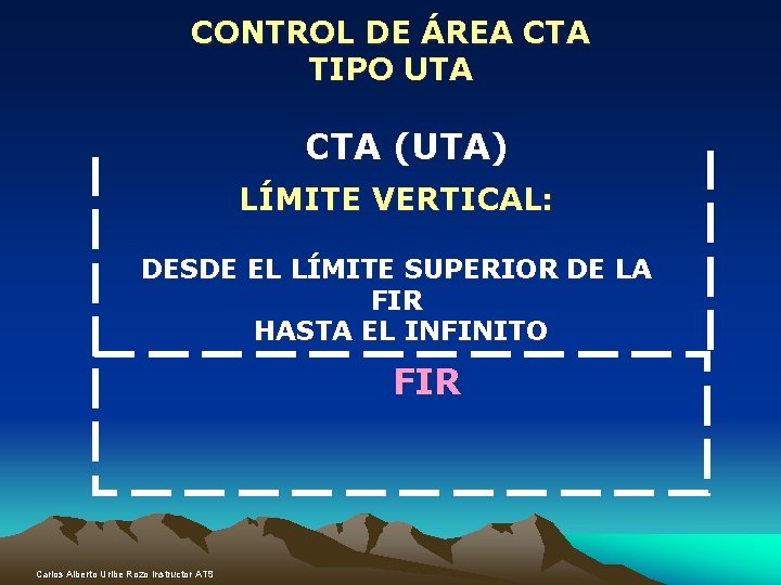 CONTROL DE ÁREA CTA TIPO UTA CTA (UTA) LÍMITE VERTICAL: DESDE EL LÍMITE SUPERIOR