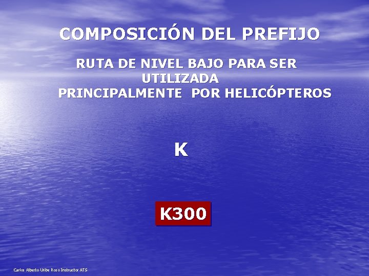 COMPOSICIÓN DEL PREFIJO RUTA DE NIVEL BAJO PARA SER UTILIZADA PRINCIPALMENTE POR HELICÓPTEROS K