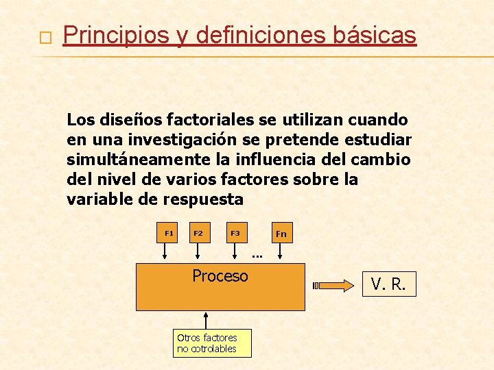 � Principios y definiciones básicas Los diseños factoriales se utilizan cuando en una investigación