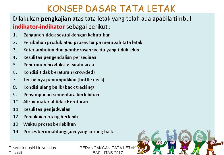 KONSEP DASAR TATA LETAK Dilakukan pengkajian atas tata letak yang telah ada apabila timbul KONSEP DASAR TATA LETAK Dilakukan pengkajian atas tata letak yang telah ada apabila timbul