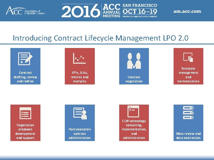 Introducing Contract Lifecycle Management LPO 2. 0 Contract drafting, review and redline KPIs, SLAs,