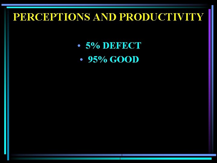 PERCEPTIONS AND PRODUCTIVITY • 5% DEFECT • 95% GOOD 