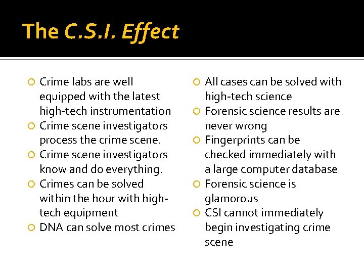 The C. S. I. Effect Crime labs are well equipped with the latest high-tech
