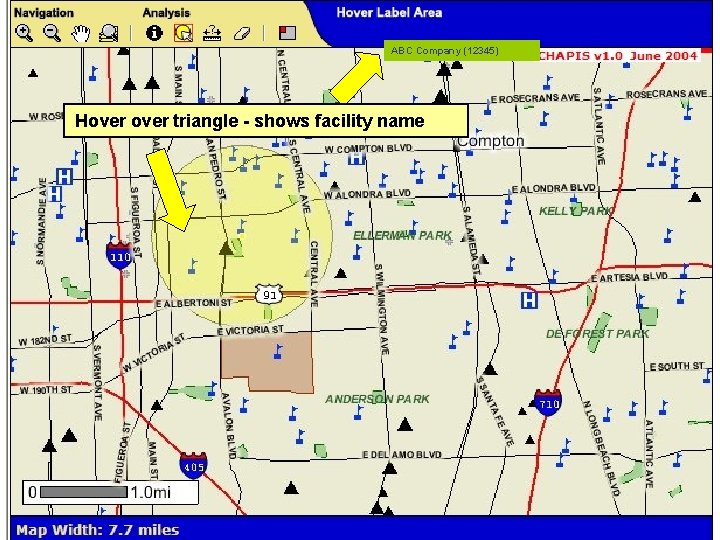 ABC Company (12345) Hover triangle - shows facility name 18 