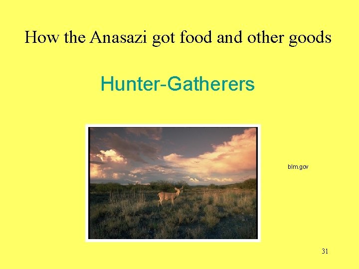 How the Anasazi got food and other goods Hunter-Gatherers blm. gov 31 