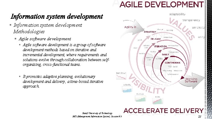 § Information system development Methodologies § Agile software development is a group of software