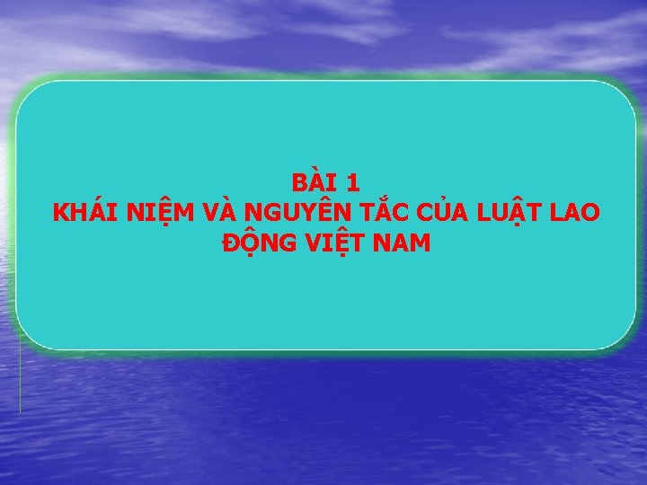 BÀI 1 KHÁI NIỆM VÀ NGUYÊN TẮC CỦA LUẬT LAO ĐỘNG VIỆT NAM 