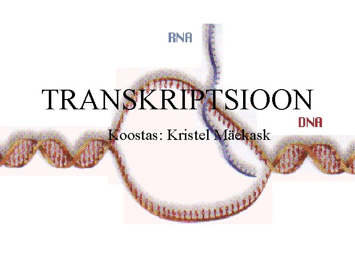 TRANSKRIPTSIOON Koostas: Kristel Mäekask 