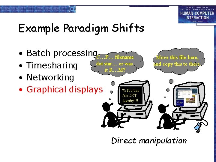 Example Paradigm Shifts • • Batch processing. C…P… filename dot star… or was Timesharing