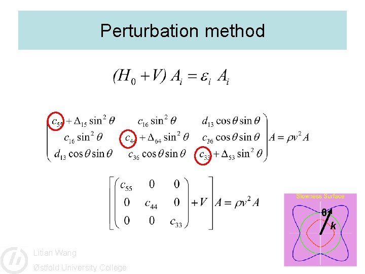 Perturbation method θ k Litian Wang Østfold University College 