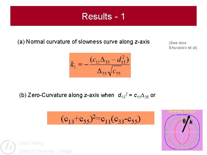 Results - 1 (a) Normal curvature of slowness curve along z-axis (See also Shuvalov