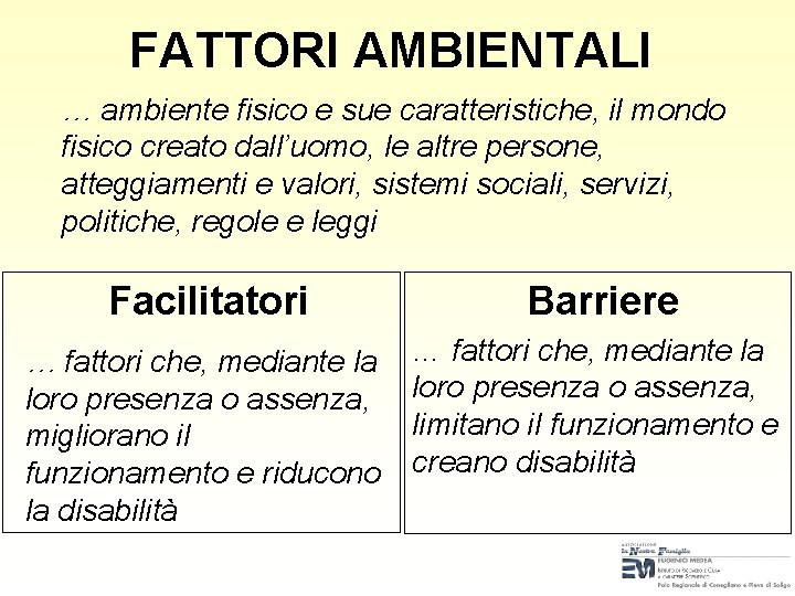 FATTORI AMBIENTALI … ambiente fisico e sue caratteristiche, il mondo fisico creato dall’uomo, le FATTORI AMBIENTALI … ambiente fisico e sue caratteristiche, il mondo fisico creato dall’uomo, le