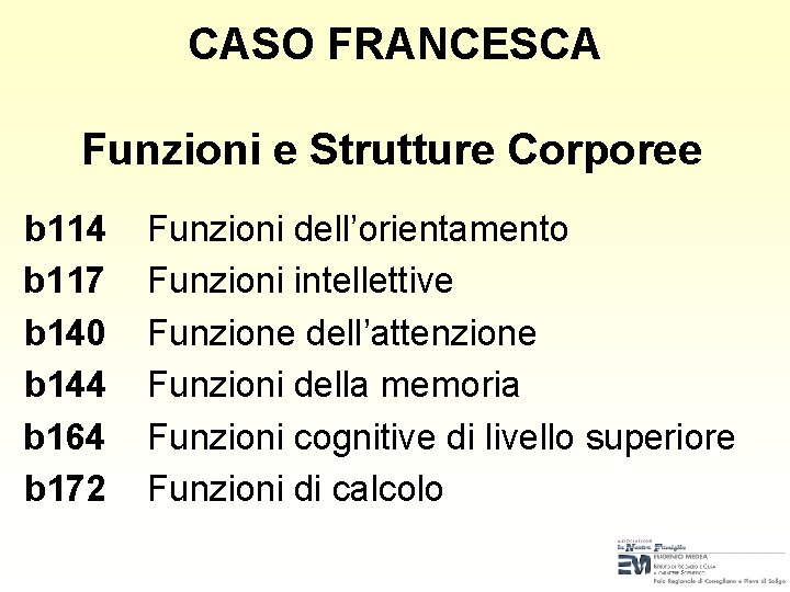 CASO FRANCESCA Funzioni e Strutture Corporee b 114 b 117 b 140 b 144 CASO FRANCESCA Funzioni e Strutture Corporee b 114 b 117 b 140 b 144