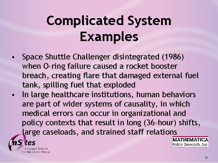 Complicated System Examples • Space Shuttle Challenger disintegrated (1986) when O-ring failure caused a