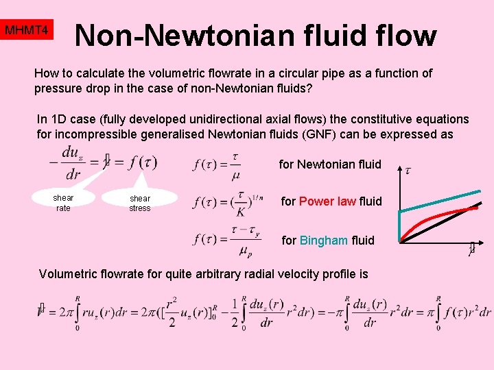 Non-Newtonian fluid flow MHMT 4 How to calculate the volumetric flowrate in a circular