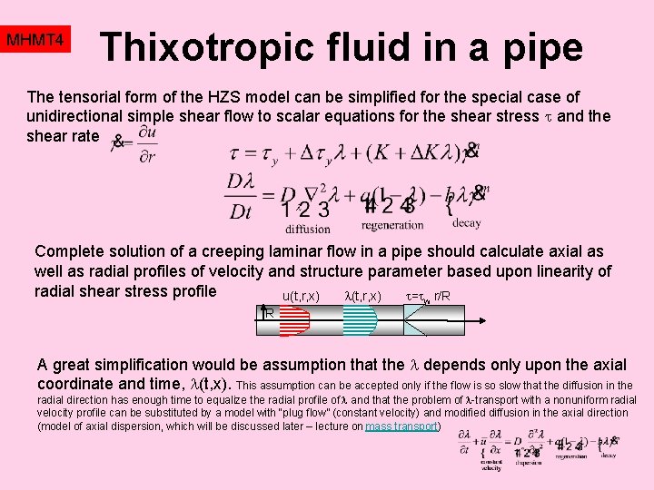 MHMT 4 Thixotropic fluid in a pipe The tensorial form of the HZS model