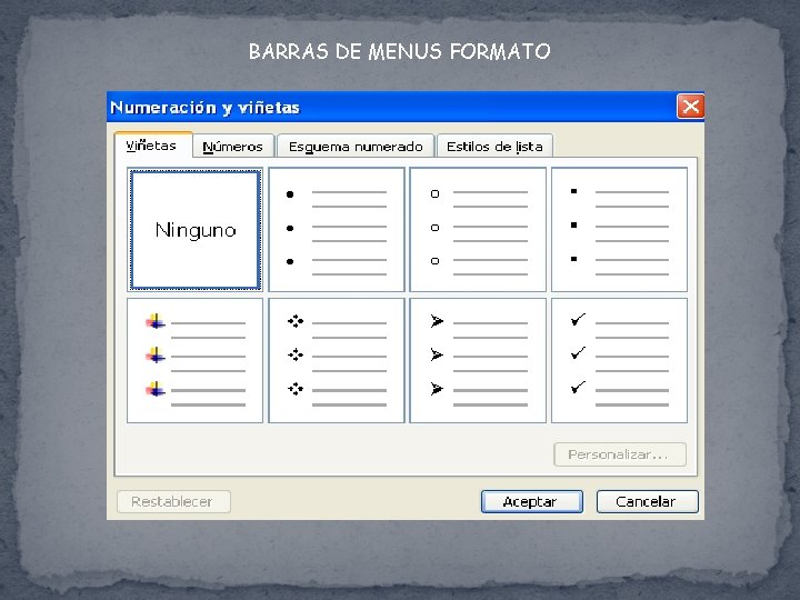 BARRAS DE MENUS FORMATO 