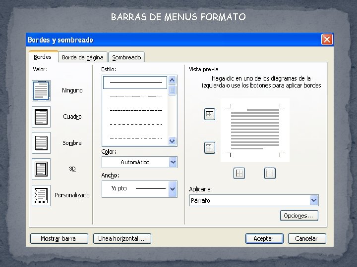 BARRAS DE MENUS FORMATO 