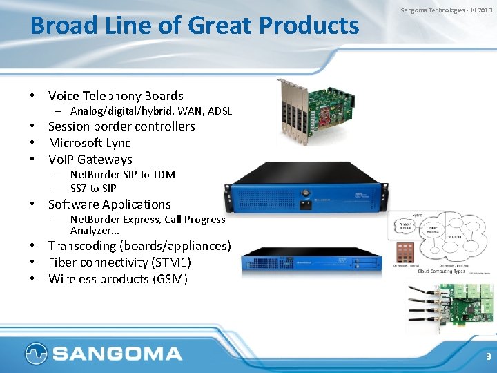 Broad Line of Great Products Sangoma Technologies - © 2013 • Voice Telephony Boards