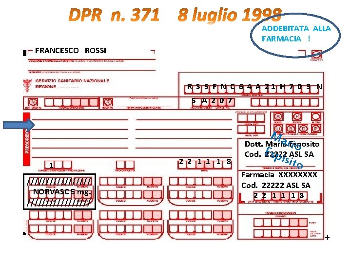 ADDEBITATA ALLA FARMACIA ! FRANCESCO ROSSI R S S F N C 6 4