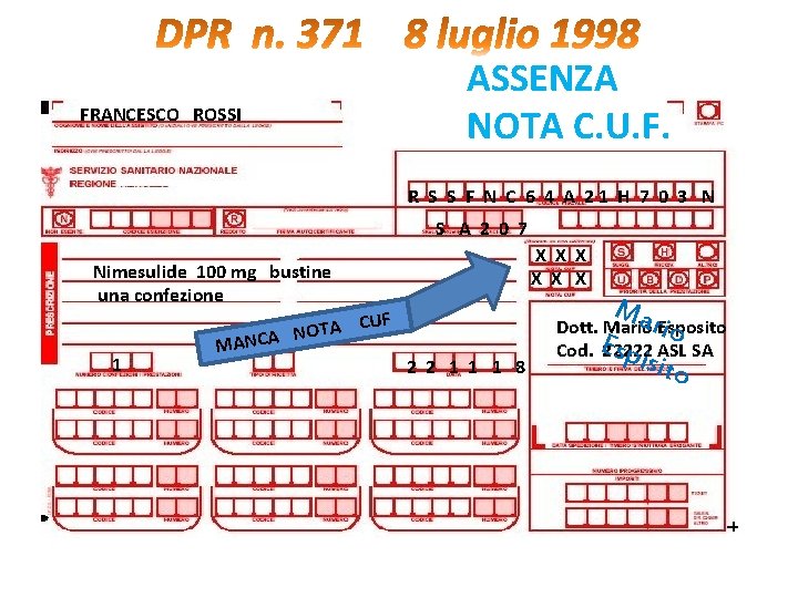 FRANCESCO ROSSI ASSENZA NOTA C. U. F. R S S F N C 6