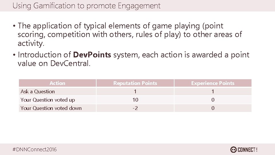 Using Gamification to promote Engagement • The application of typical elements of game playing