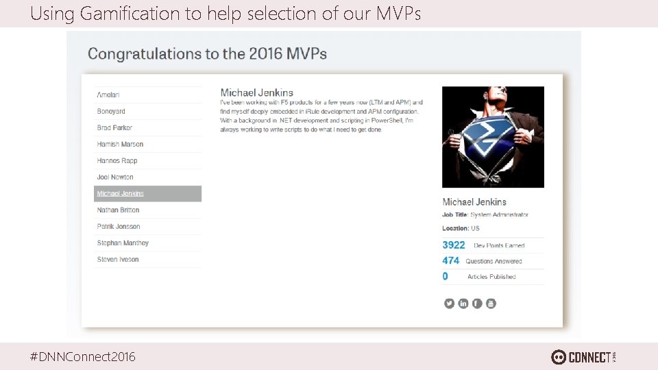 Using Gamification to help selection of our MVPs #DNNConnect 2016 