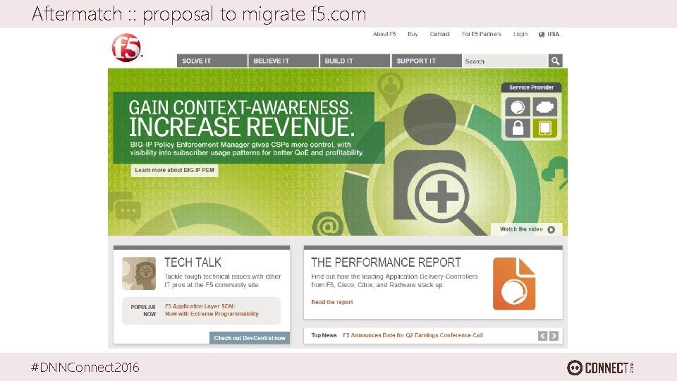 Aftermatch : : proposal to migrate f 5. com #DNNConnect 2016 