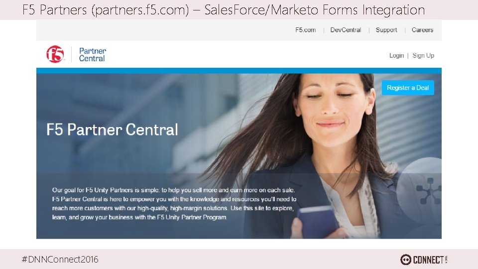 F 5 Partners (partners. f 5. com) – Sales. Force/Marketo Forms Integration #DNNConnect 2016