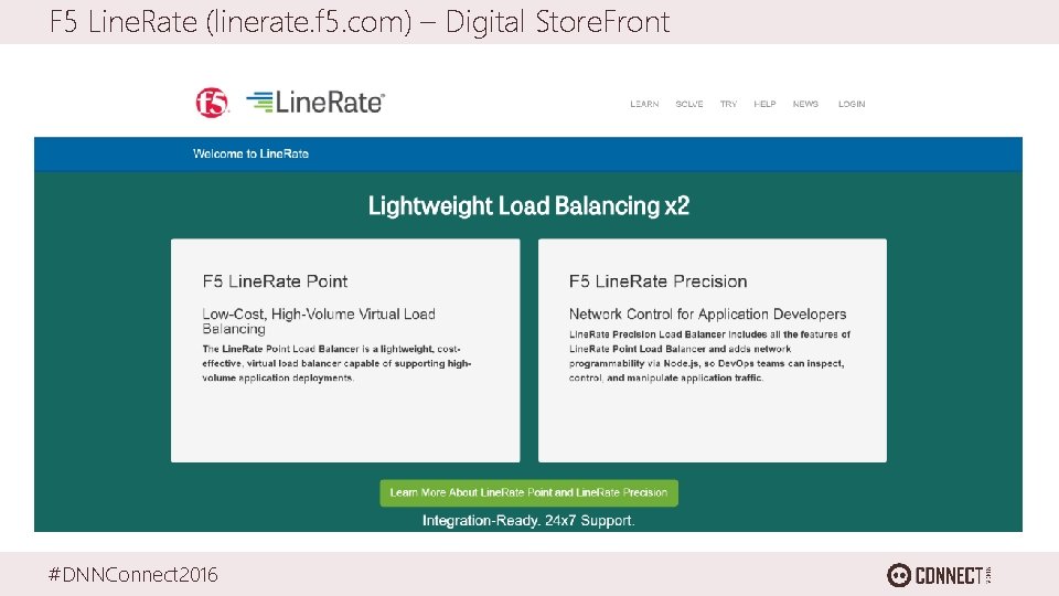 F 5 Line. Rate (linerate. f 5. com) – Digital Store. Front #DNNConnect 2016