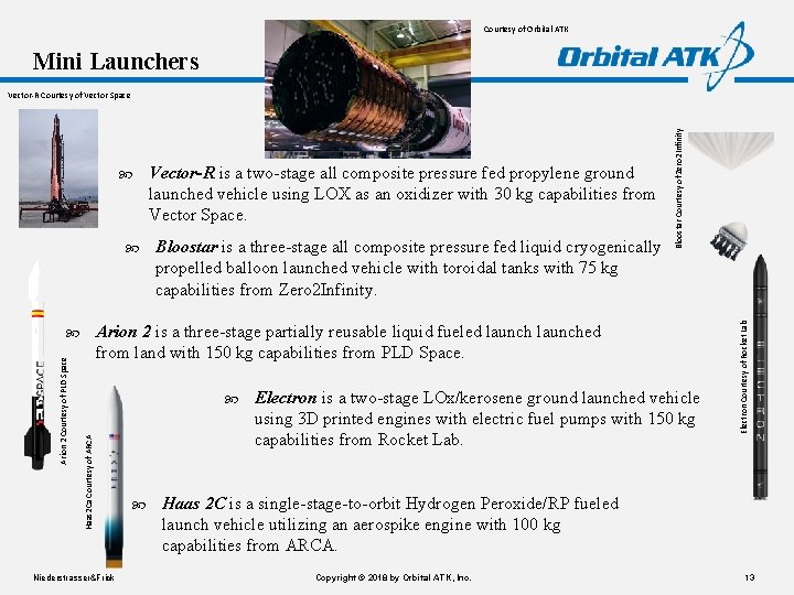 Courtesy of Orbital ATK Mini Launchers Bloostar is a three-stage all composite pressure fed Courtesy of Orbital ATK Mini Launchers Bloostar is a three-stage all composite pressure fed